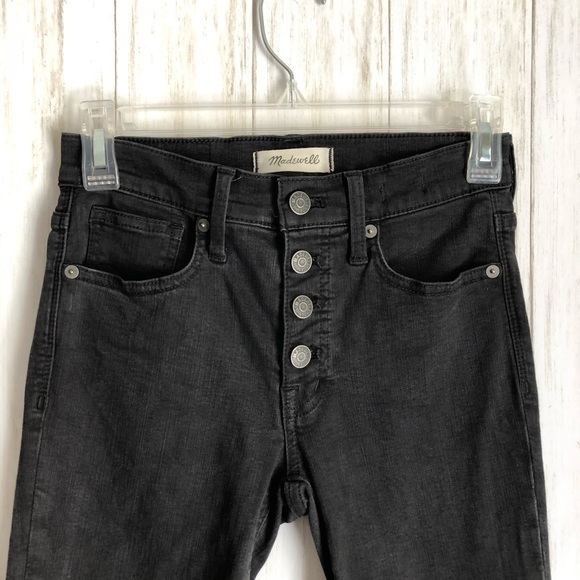 madewell 9” Mid Rise Button Fly Skinny Jeans Black - Picture 4 of 11